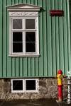 Colourful house and fire hydrant in Thorvaldsensstraeti, Reykjavik, Iceland