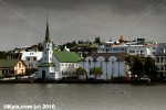 Fríkirkjan, the Free Lutheran Church on the bank of Lake Tjörnin, or The Pond, Reykjavik, Iceland