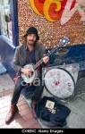 Busker in North Laine, Brighton, Sussex, England
