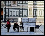 Art sellers outside Florence Cathedral (Il Duomo)