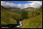 Hayswater Gill towards the Helvellyn range of mountains, Lake District, Cumbria