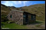 Ruthwaite Lodge, climbing hut, towards Nethermost Pike, Grisedale Forest, Lake District, Cumbria